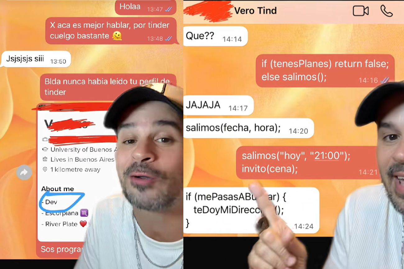 Quiso hacerse el "ingeniero" para conquistar a una programadora por WhatsApp y el chat causó furor