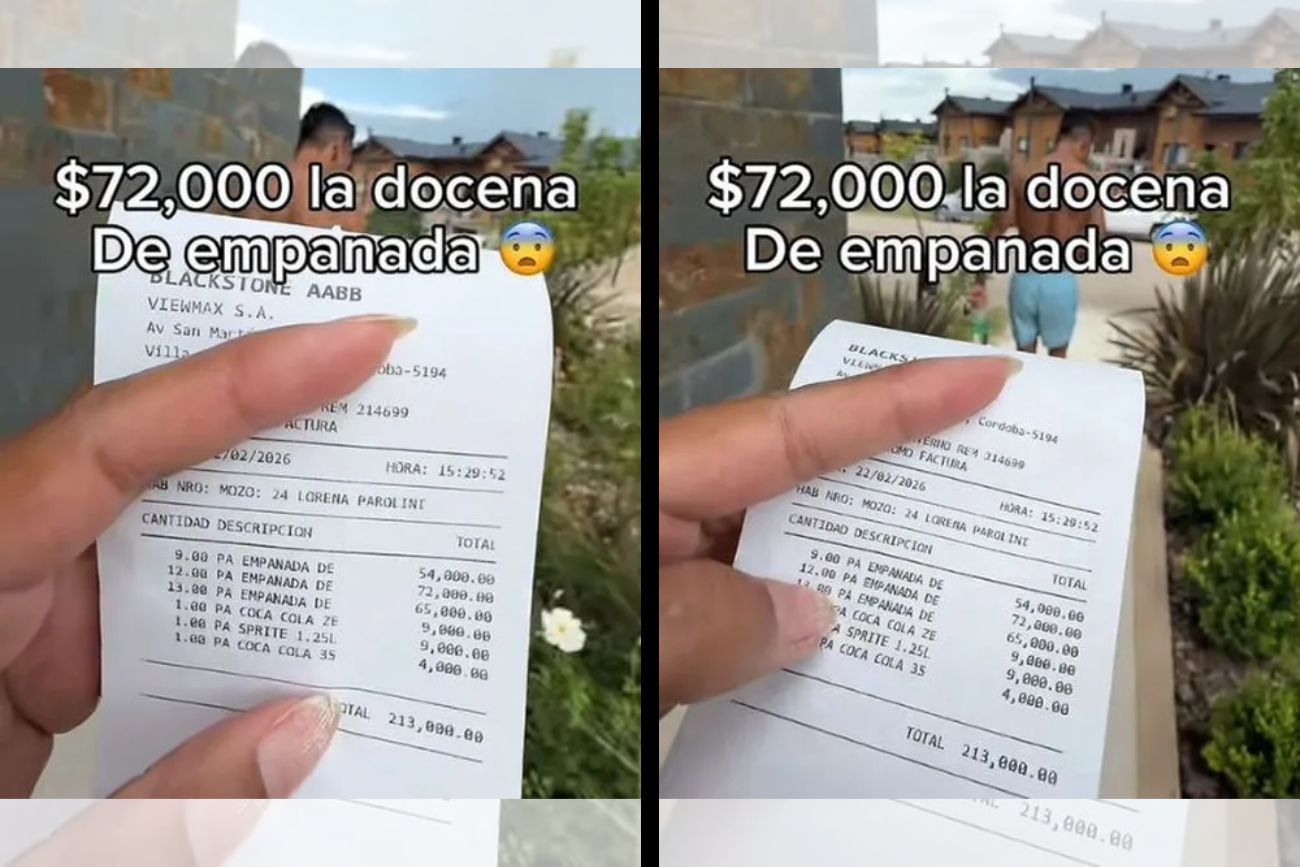 Polémica por una usuaria de TikTok que pagó $ 72 mil por una docena de empanadas en Villa General Belgrano.