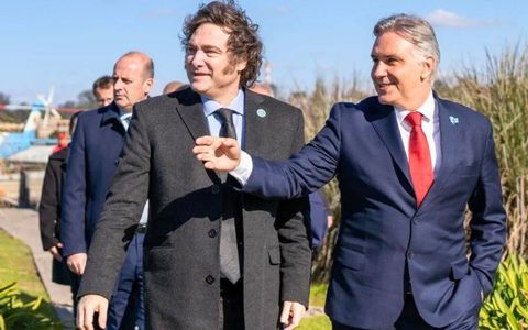 El presidente Javier Milei y el gobernador Martín Llaryora, en Córdoba. 