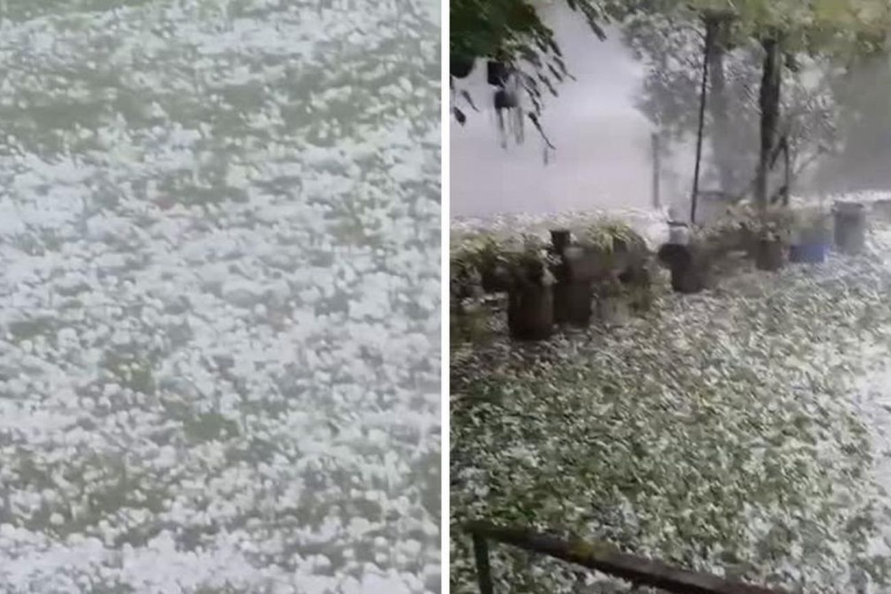 Agua de Oro: fuerte caída de granizo y rige alerta amarilla (Gentileza: Cadena 3)