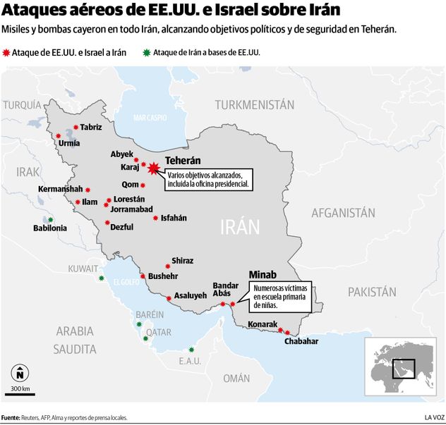 Ataques aéreos de Estados Unidos e Israel sobre Irán. (La Voz)