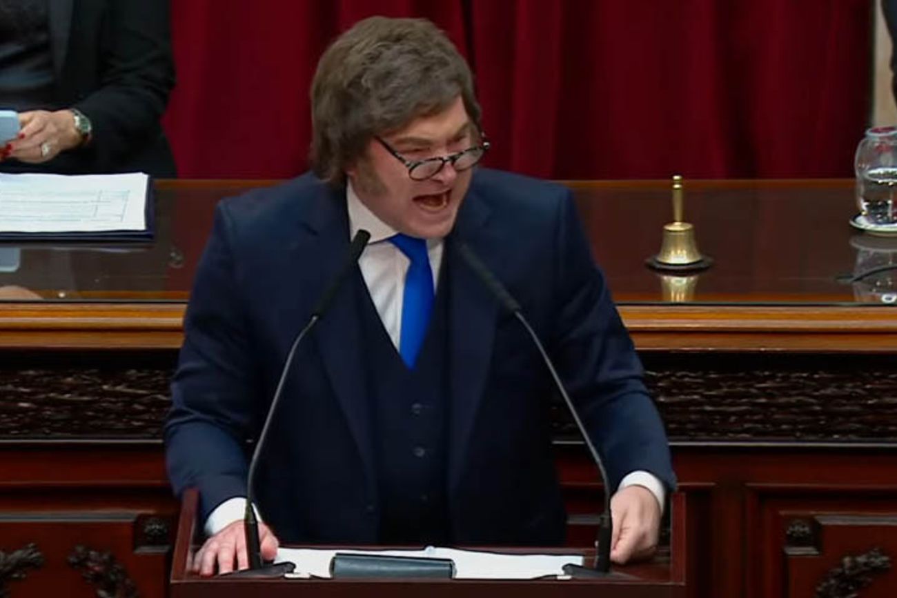 El presidente Javier Milei en la inauguración de las sesiones ordinarias del Congreso Nacional 2026.