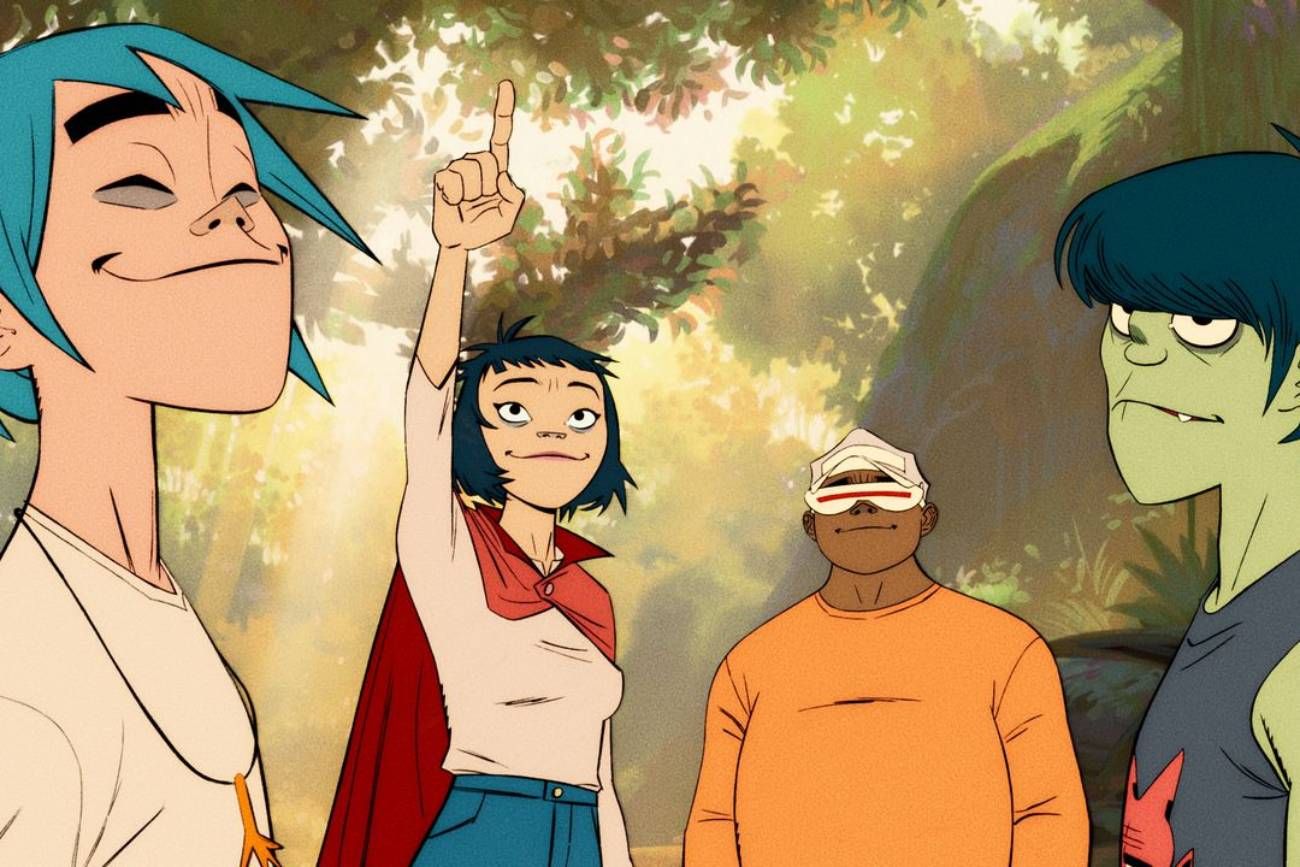 Los miembros animados (y originales) de Gorillaz, en un pasaje del nuevo corto del grupo. 