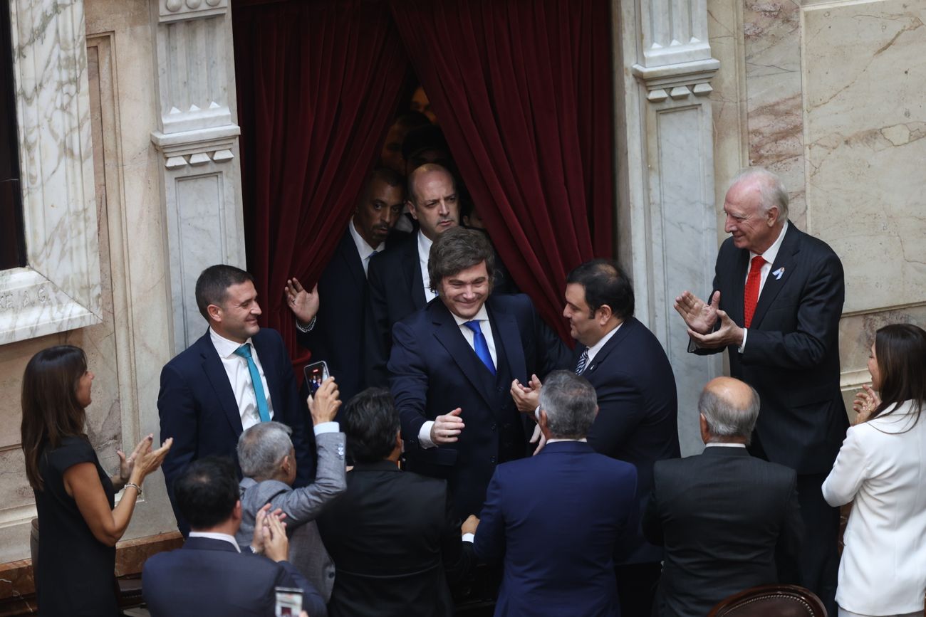 Apertura de las sesiones ordinarias del Congreso. El presidente Javier Milei brinda su discurso ante la Asamblea Legislativa en el recinto de la Cámara de Diputados, en el inicio del período legislativo 2026. 