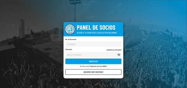 El nuevo panel de socios de Belgrano, en el que es posible encontrar el acceso a Club La Voz. 