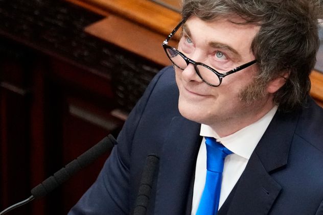 Javier Milei en la apertura del Congreso en Argentina.