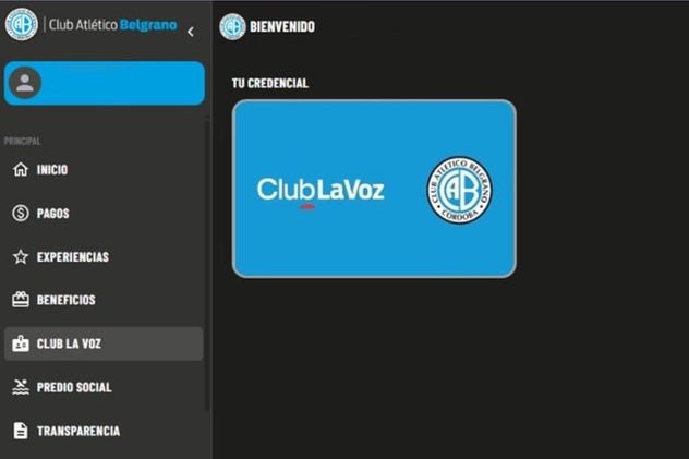 Tarjeta Club La Voz de Belgrano en el panel de socios. 