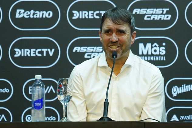 Eduardo "Chacho" Coudet, en su presentación en River.