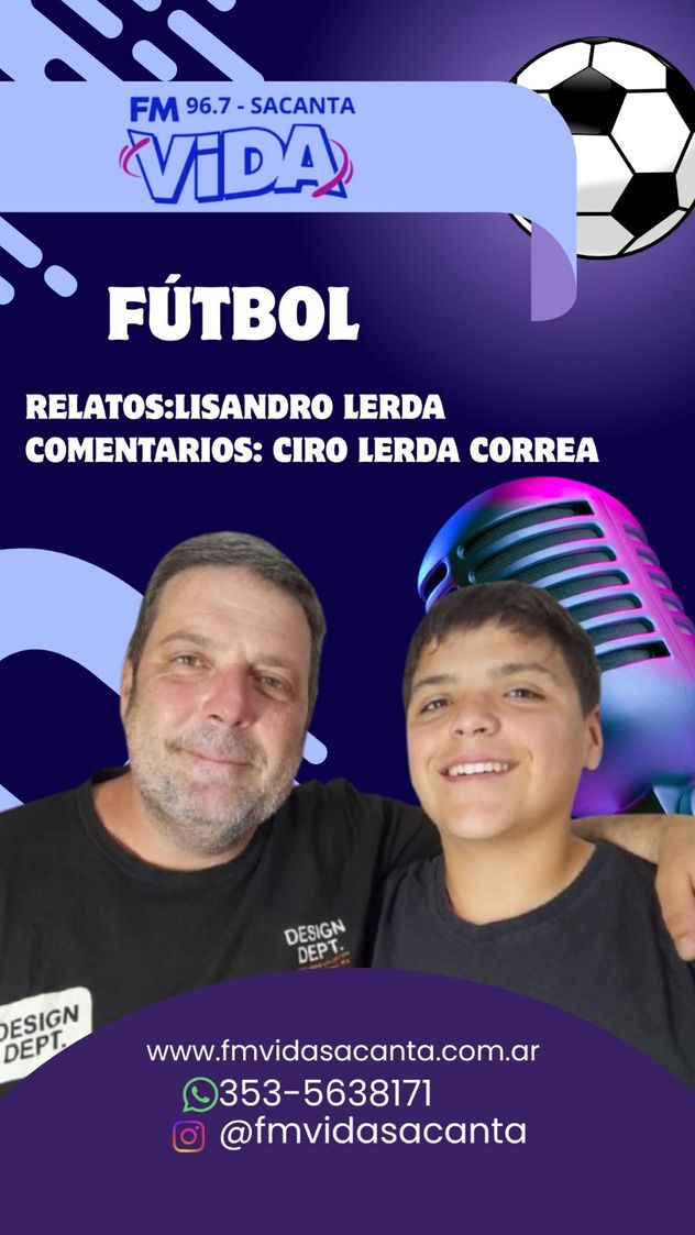 Lisandro y Ciro Lerda, padre e hijo, relator y comentarista en Sacanta.