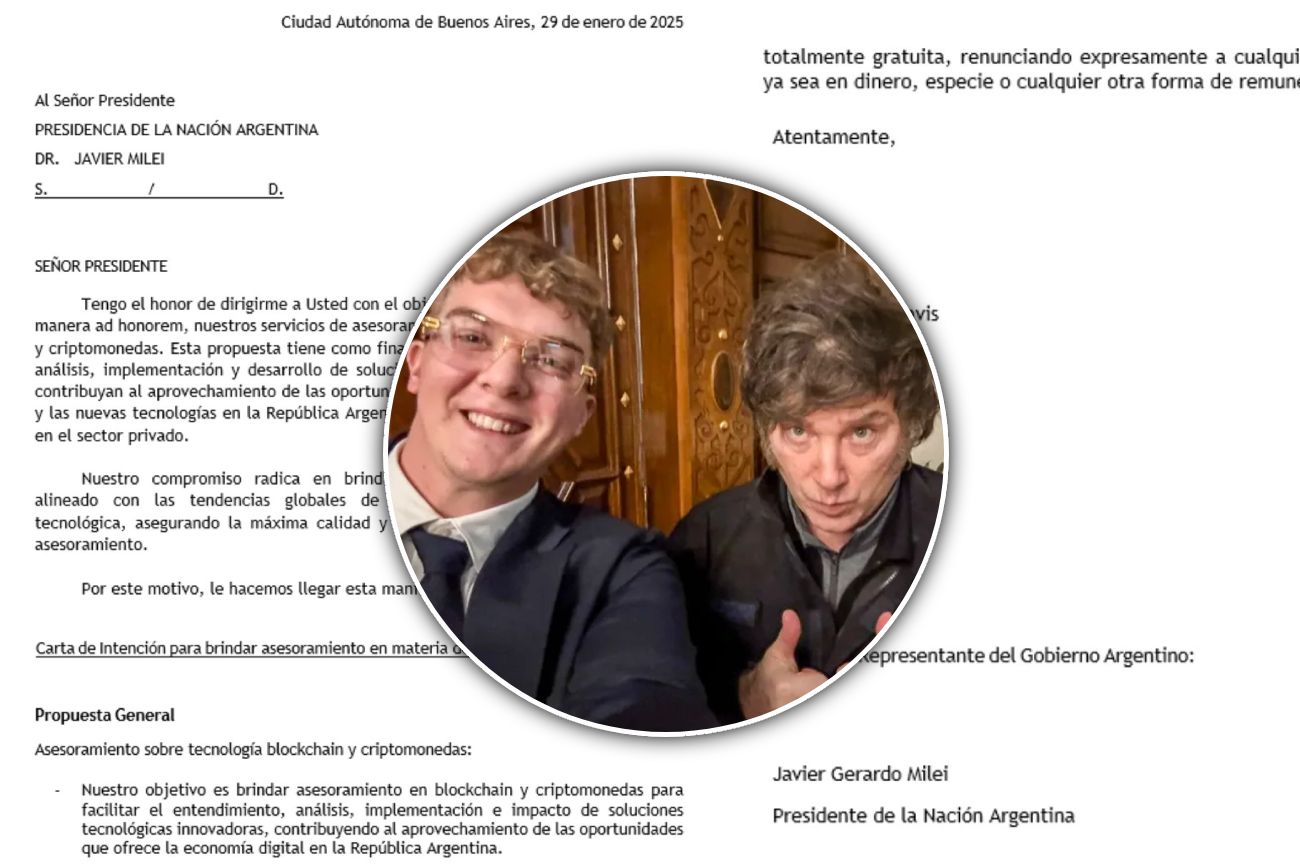 El borrador del acuerdo entre Javier Milei y Hayden Davis.