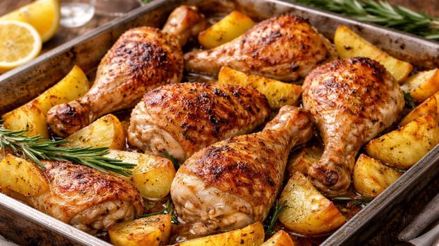 Los mejores secretos para que el pollo al horno quede jugoso y con papas bien crocantes.