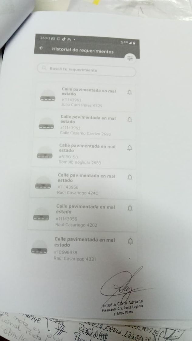 Reclamos presentados en la app Ciudadana.