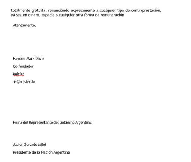 $Libra. El borrador del acuerdo entre Javier Milei y Hayden Davis.