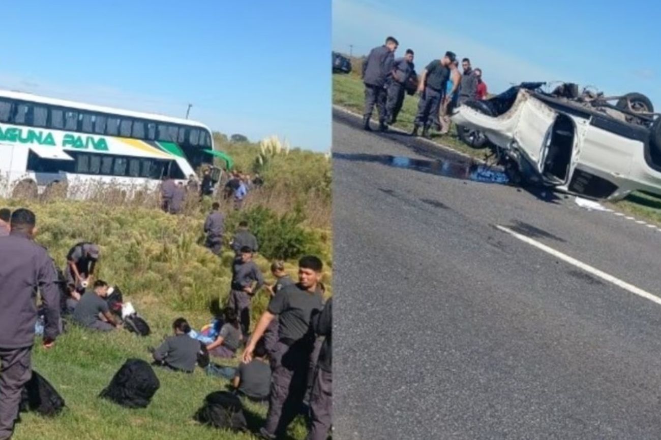 Impactante siniestro vial entre un colectivo del Servicio Penitenciario de Santa Fe y una camioneta: dos muertos. 