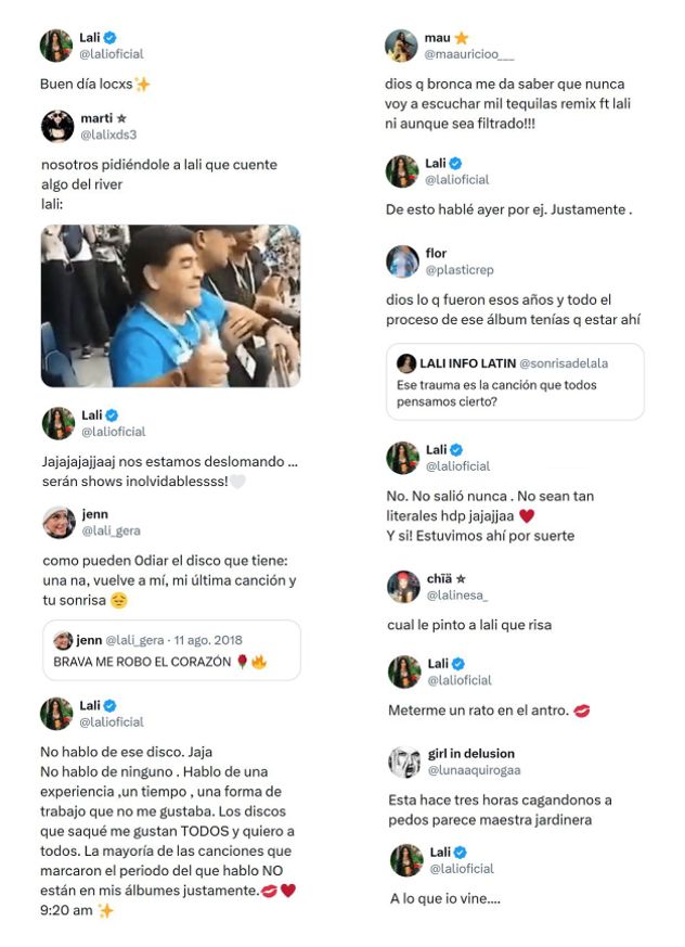 Los palitos de Lali en X. 