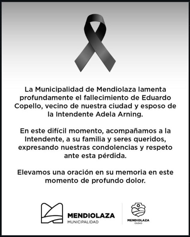 El comunicado de la Municipalidad de Mendiolaza. (Captura)