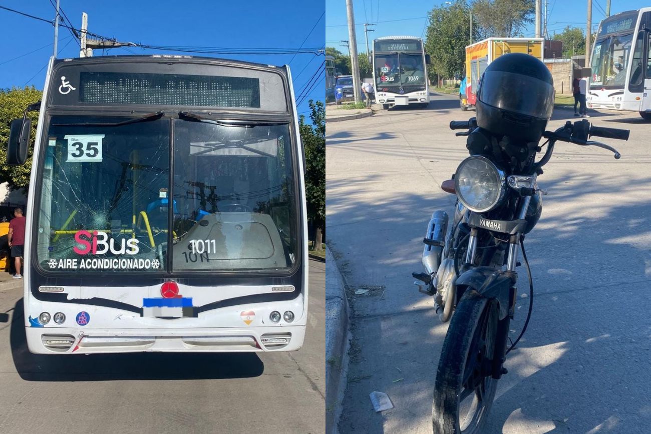 Choque entre una moto y un colectivo en Córdoba: una pasajera fue hospitalizada