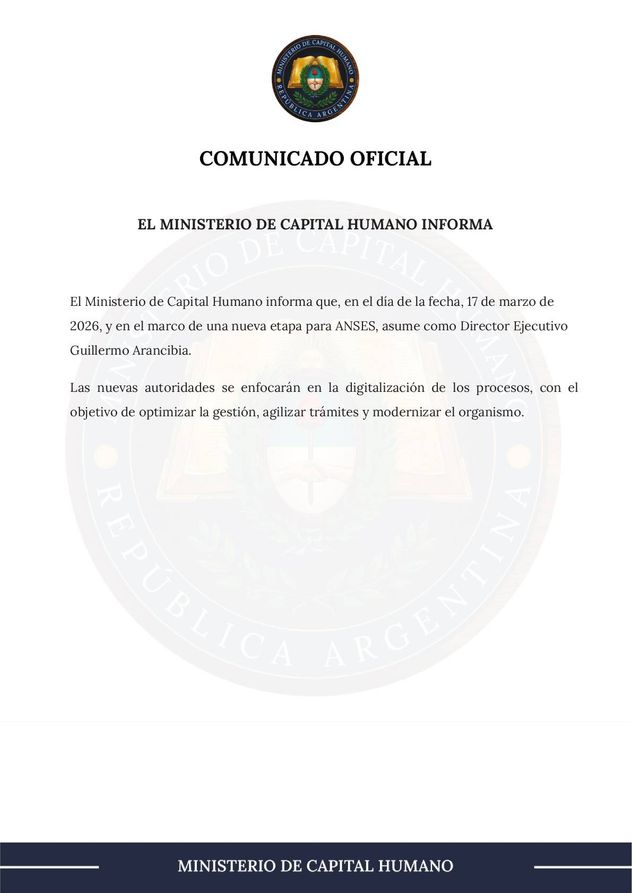 El comunicado de Capital Humano tras la renuncia de Fernando Bearzi. 