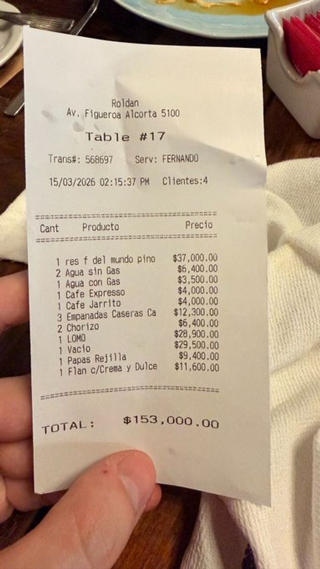 El ticket viral de Roldán mostró en detalle cuánto cuesta una cena con parrilla, vino y postre en uno de los restaurantes más exclusivos de la Ciudad de Buenos Aires.