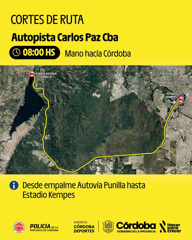 Cortes en el tránsito este domingo 22 de marzo