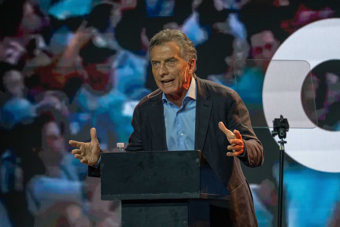 Mauricio Macri reapareció en una convención del PRO en Parque Norte. Tuvo una definición filosa en contra del gobierno libertario de Javier Milei. (Gentileza Clarín) 