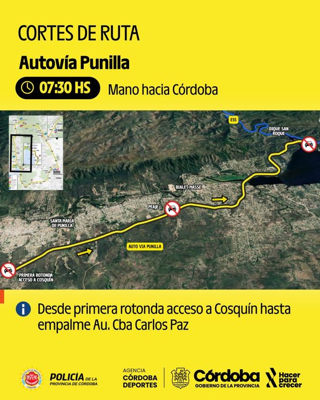 Cortes en el tránsito este domingo 22 de marzo