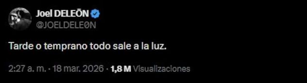 Joel Pimentel lanzó una misteriosa frase en X.