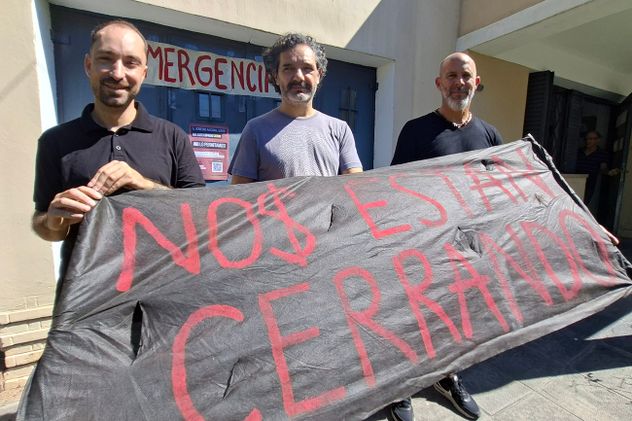 Christian Combina, Federico Galindez y Rodrigo Young. Se encuentran en emergencia por la demora en los pagos de Pami, el corte de los fondos de Nación y la disolución del Andis. 