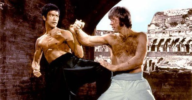 Bruce Lee vs. Chuck Norris en el filme "El furor del dragón".