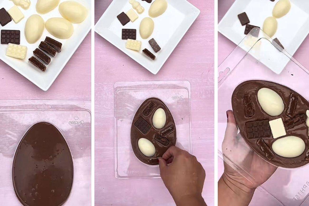 Los huevos de Pascua planos, decorados con confites y chocolates, se convirtieron en la opción viral para esta temporada.