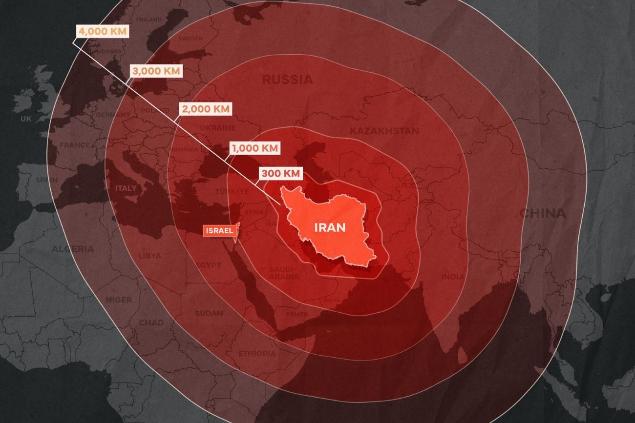 Irán atacó una base en el Índico y mostró el verdadero alcance de sus misiles: llegan a casi toda Europa.