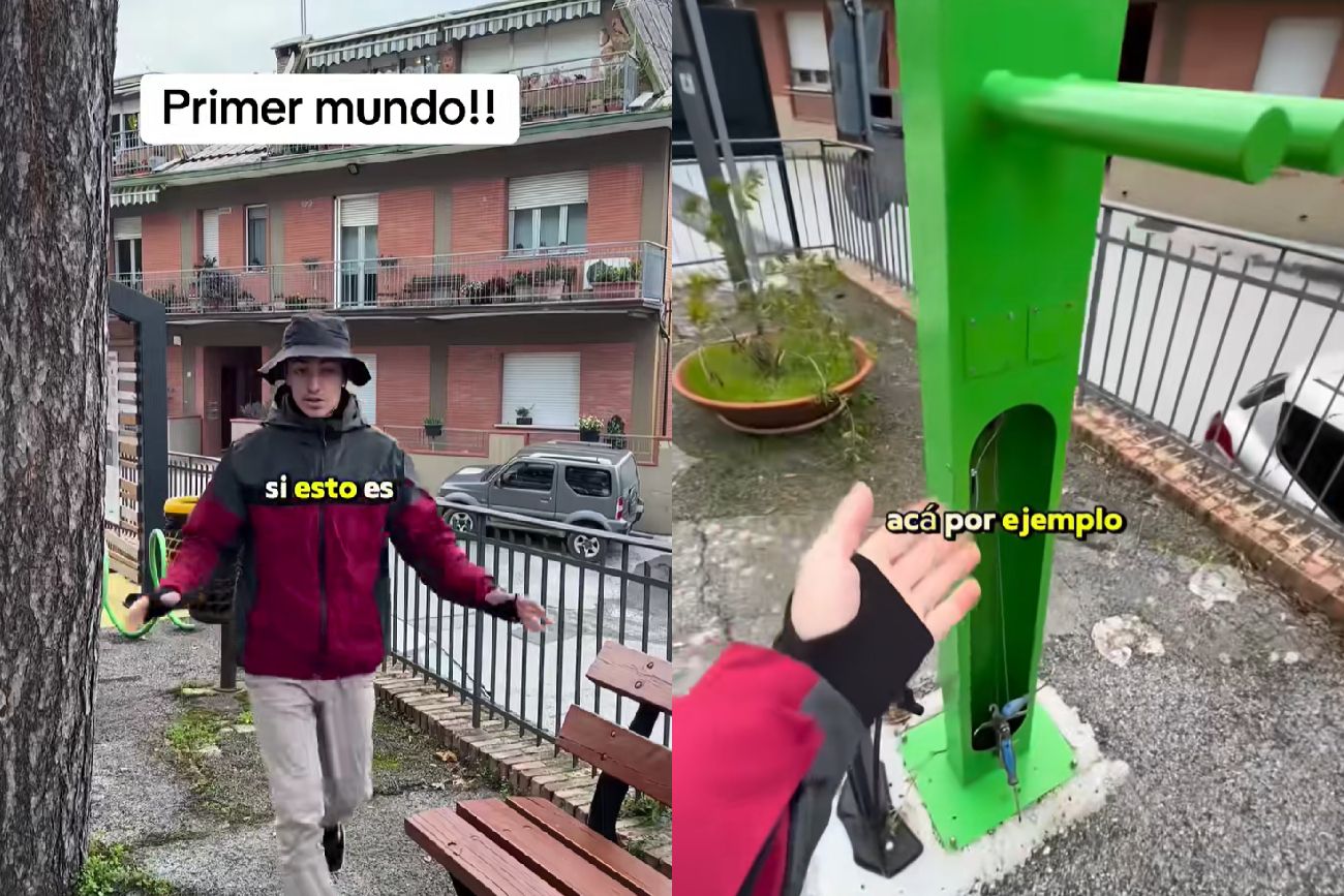 Un argentino en Italia quedó en shock con una máquina para arreglar bicis en la calle.