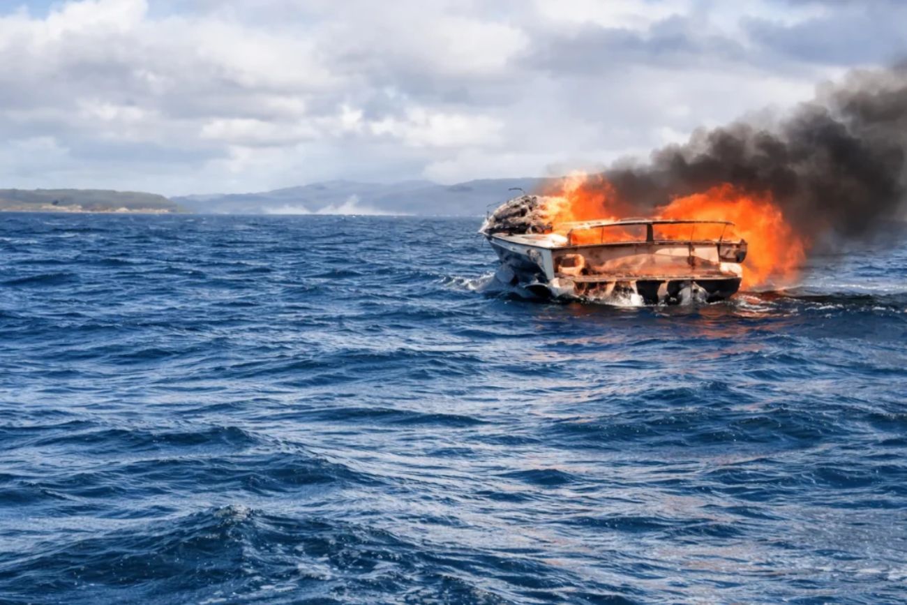 Se incendió y hundió una lancha en el Nahuel Huapi: el único tripulante se salvó saltando al agua