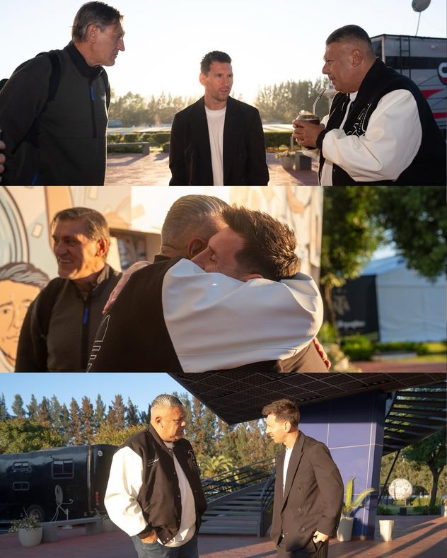 Lionel Messi llegó a la Argentina para los dos partidos amistosos del seleccionado y Claudio Tapia, presidente de AFA, tuvo la foto. (chiquitapia)