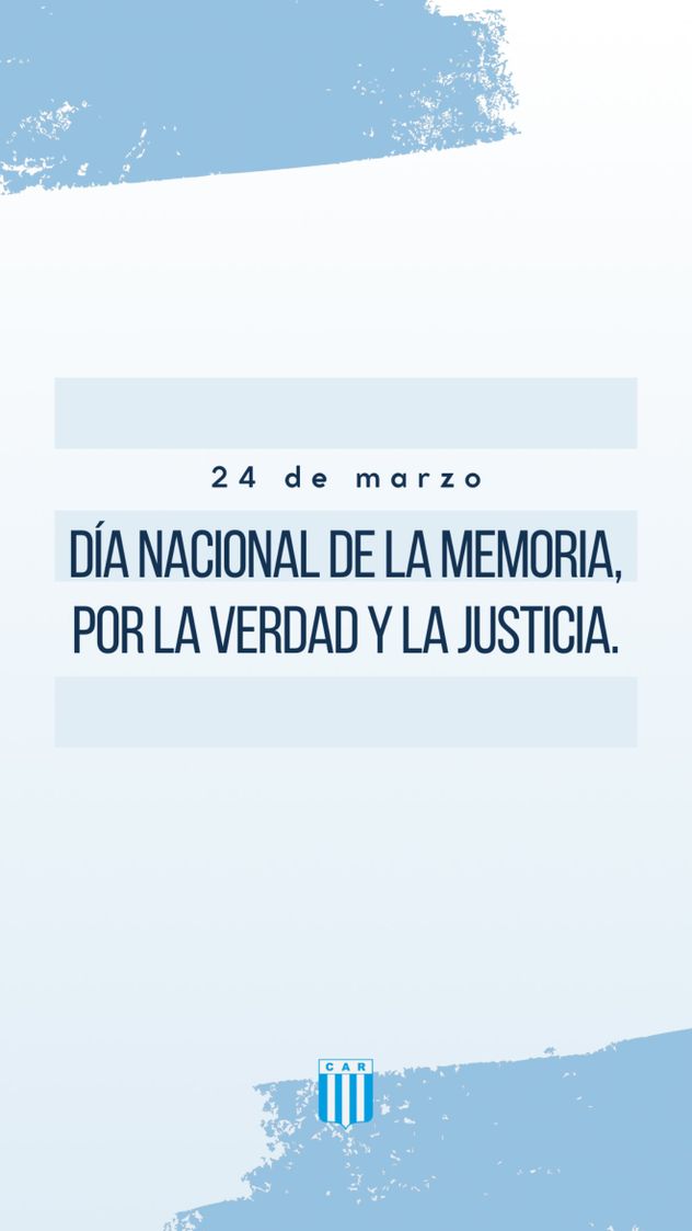 Posteo de Racing por el 50° aniversario del golpe Militar en Argentina.