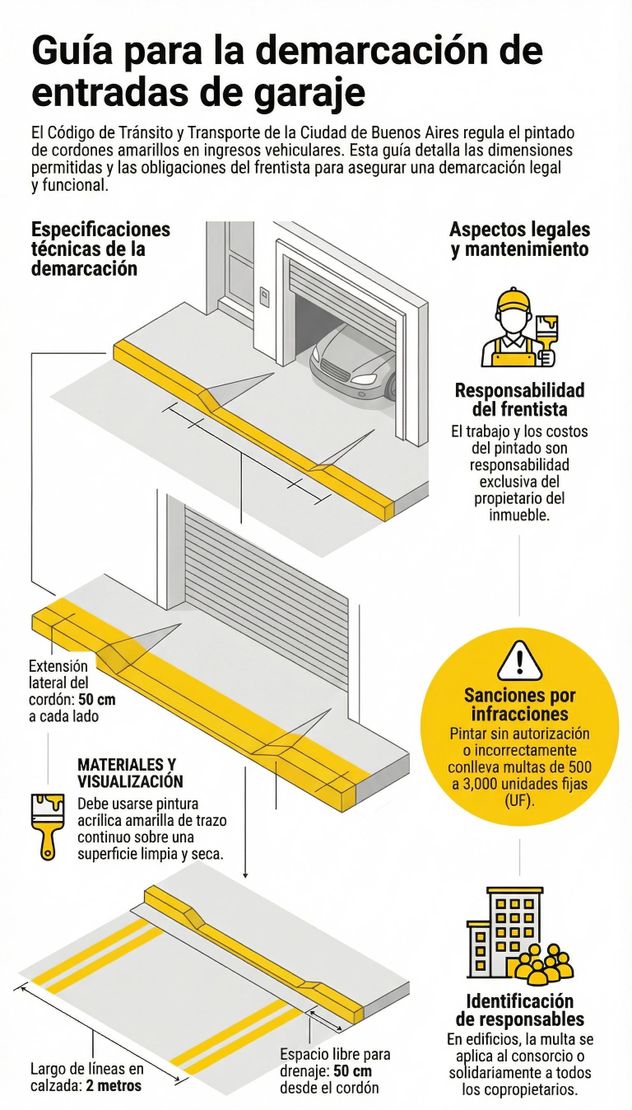 Guía oficial: cómo pintar el cordón amarillo del garaje para evitar multas en Buenos Aires.