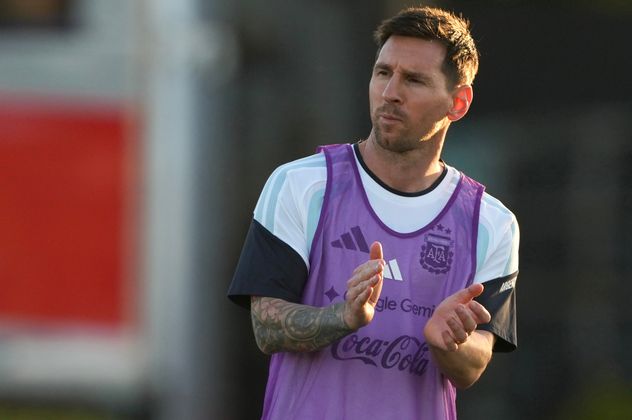 Entrenamiento de la selección argentina en el predio de Ezeiza. Lionel Messi.