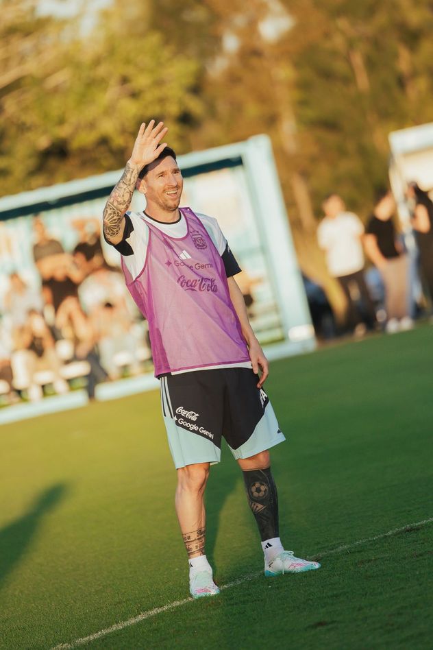 Entrenamiento de la selección argentina en Ezeiza.