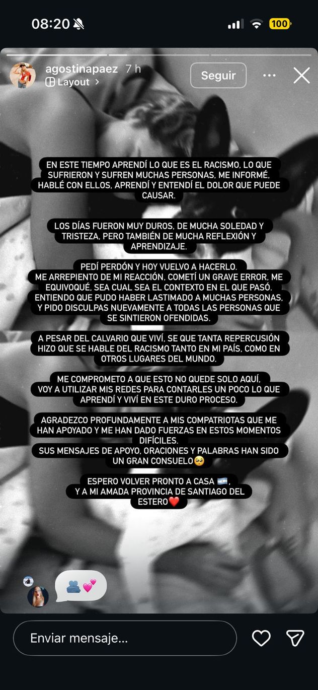 El mensaje de la abogada en redes.