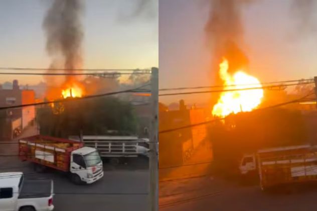 Incendio en un depósito de garrafas en Merlo. 