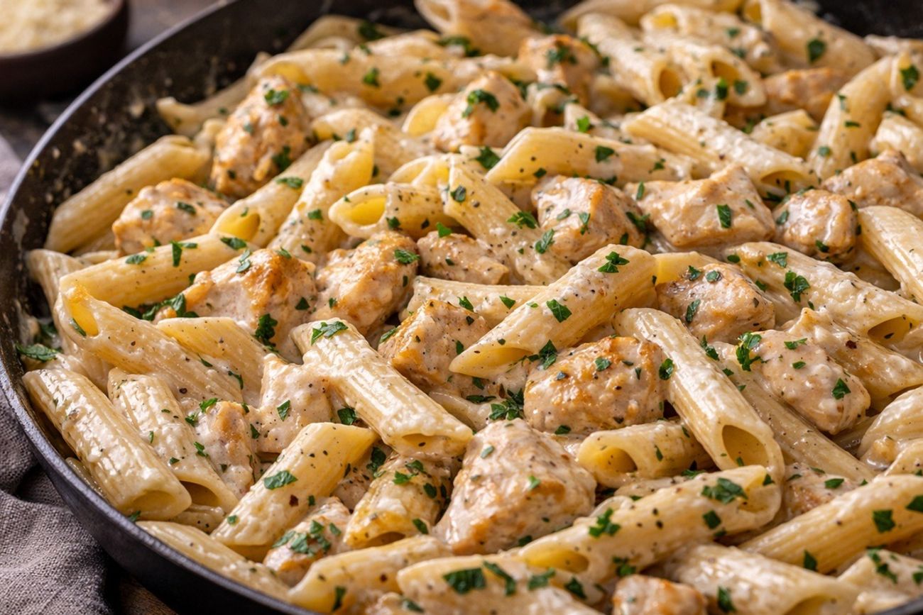 Cómo hacer pastas con pollo cremosas en pocos minutos.