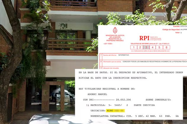 El edificio donde se encuentra el departamento de Adorni y su esposa. 