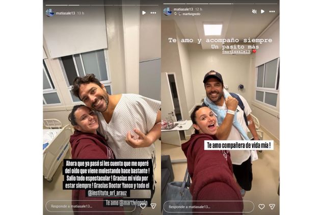 Matías Alé y su esposa, Martina, compartieron cómo fue el paso del actor por la clínica donde se sometió a una operación por tinnitus.