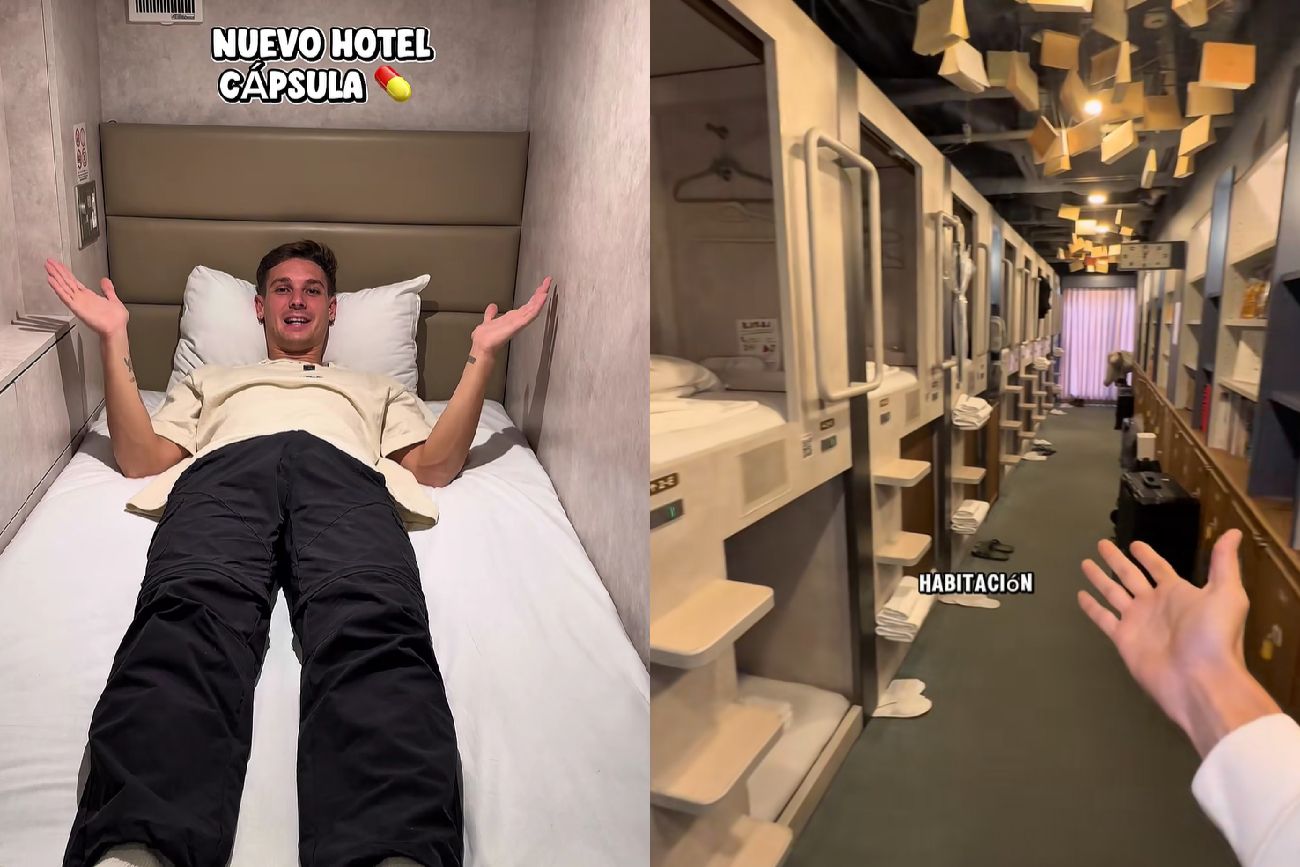 "Parece un ataúd": un argentino mostró cómo es dormir en un hotel cápsula en Japón y aterró a todos