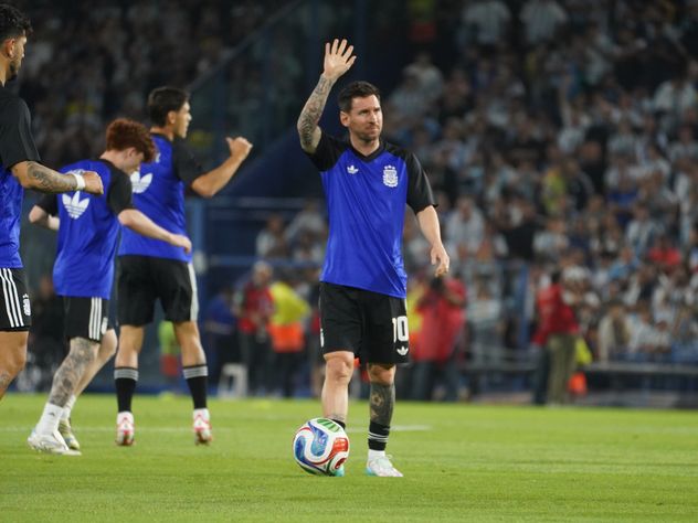 La selección argentina en la Bombonera, antes del partido con Mauritania.
