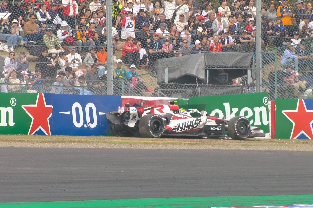 Bearman y su accidente en el GP de Japón.