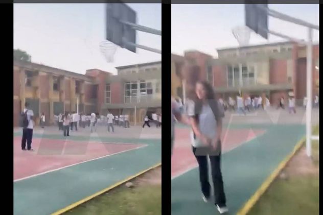 Así escapaban los alumnos durante el tiroteo en San Cristóbal. (Captura)