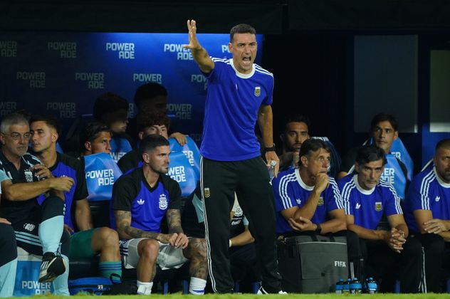 Lionel Scaloni, entrenador de la selección argentina, en el partido ante Zambia.