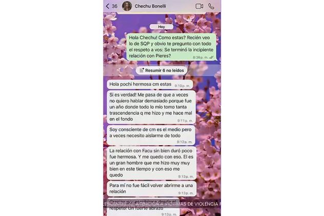 El mensaje que Chechu le envió a Pochi de Gossipeame.