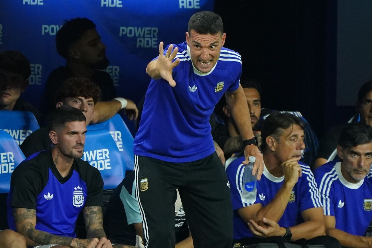 Lionel Scaloni, entrenador de la selección argentina, en el partido ante Zambia.